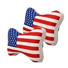 XFIT 車用記憶棉亞麻高彈力頸枕, 美國國旗, 2個