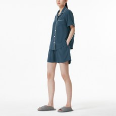 JAJU 女款人造絲彩色三分睡衣套裝