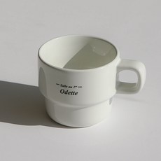 Iwooa Odette 字母可堆疊馬克杯 280ml, 白色, 2個