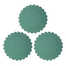 FLaITO 蕾絲花邊造型矽膠隔熱墊, 卡其色, 3個