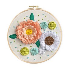 코쿼드 DIY 초보자용 십자수 프랑스자수 패키지 세트 20cm, 1세트, 퓨어꽃송이