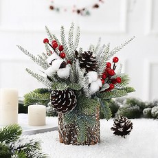 Home Flow 聖誕裝飾原木迷你樹, 2個, 棉花