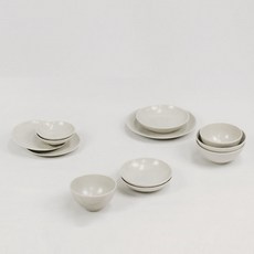 파울러스 솔 2인 반상기 식기세트 12p, 크림, 1세트, 공기 2p + 대접 2p + 찬기 소 2p + 찬기 중 2p + 찬기 대 + 접시 소 2p + 접시 중