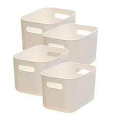 보노하우스 국내 제조 로코스 팬트리수납 정리 손잡이 바스켓, 크림, 4개