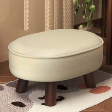 순잠 신발 갈아신는 원목 소프트 낮은 스툴 의자 타원 40 x 30 x 26 cm, 아이보리, 1개