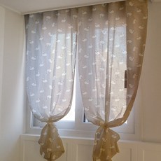 Charmant天鵝棉質窗簾 2入, 混合色