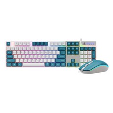 ABKO 雙色薄膜彩虹LED電競鍵盤滑鼠組 V1, 白色, KM500K(鍵盤), KM500M(滑鼠), 一般型