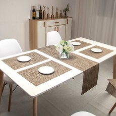 라온투유 플레이스 테이블 매트 4인 5p 세트, 13 갈색, 4인(450 x 300 mm, 300 x 1800 mm), 5개