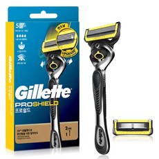 吉列 ProShield 鋒護系列 黃色手動刮鬍刀刀架 + 2刀頭組, 1組, 2片