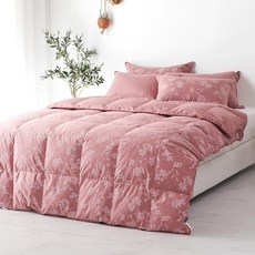 라뽐므 리플라워 구스이불 사계절용 0.8kg + 데인티 패드+ 베개커버 세트, 드라이로즈, 구스이불(사계절용)+패드+베개커버 세트