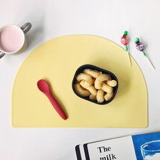 에이드엘 슬림 아치 실리콘 테이블매트, 라이트옐로우, 가로 386mm x 세로 268mm x 두께 1.8mm, 1개