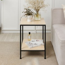 식스포인츠 스타빌 철제 2단 협탁 테이블, 블랙, 1개