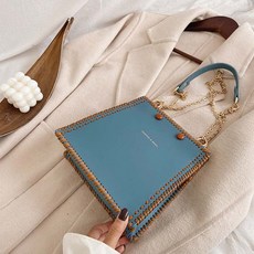 皮革方形包DIY組, 藍色, 1套