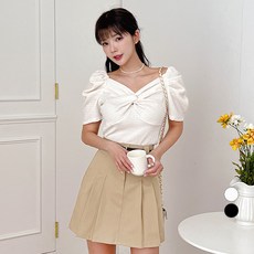 에비뉴비 여성용 셔링 퍼프 오프숄더 블라우스