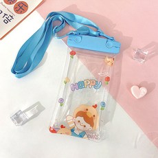 卡通手機保護防水包, 泡泡藍色快樂男孩, 1個