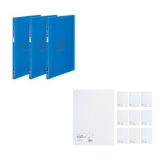 ECO Chungwoon 藍色透明文件夾 A4 10頁 3入+PP名片L夾 A4 10入, 1個, 天空（透明文件），透明（L 持有人）