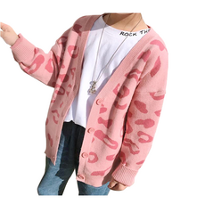 Misopapa 兒童粉紅豹紋針織外套