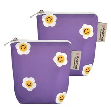 雙面防水迷你收納包 2入, 微笑紫