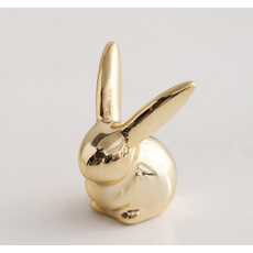 微笑簡約玄關櫃迷你裝飾品 金色兔子 2入