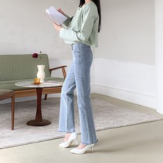 진마니아 여성용 스판 밑단컷팅 와이드 데님 팬츠 CS521523
