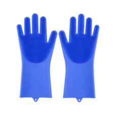 廚房矽膠手套壓克力纖維洗碗刷 S102, 藍色, 1個