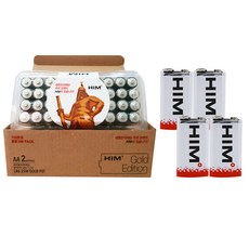 HIM 알카라인 건전지 AA 40p + 알카라인 9볼트 4p 세트, 2개