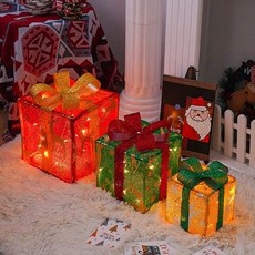 Lovely Farm 聖誕節 LED 禮物盒燈飾 3件組, 1套, 魯道夫