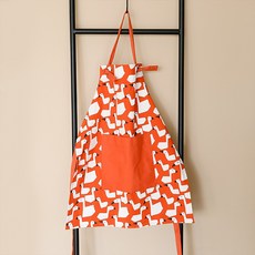 日系親子圍裙 兒童棉質圍裙 舒適透氣 方便清洗, 小鴨 橙色, 1件