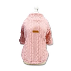 DING DONG PET 寵物專用素色麻花紋針織連身衣, 粉色