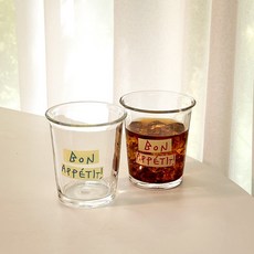 Low Mansion 居家咖啡廳 Bon Appétit 字母耐熱玻璃杯 2件組 350ml, 紅色 + 藍色, 1套