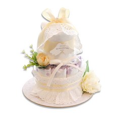 Baby Bakery 黃蝴蝶結2層百日宴尿布蛋糕, 混色