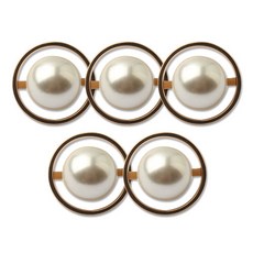 金屬浪漫珍珠2組合鈕扣 21mm, 5個, 金色