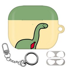 몬드몬드 에어팟 3세대 하드 케이스 + 철가루 방지 스티커 + 키링 세트, 공룡라이프 회사원공룡, 1개
