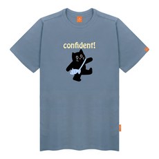 엘라모 남녀공용 위풍당당 냥 반팔 티셔츠