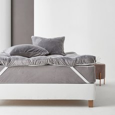 La Pomme Cozy鬆餅格紋超細纖維吸濕發熱冬季鬆緊帶床墊, 暖灰色