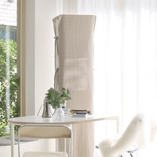 BELLELIFE 基本款格紋立式冷氣機罩, 米色