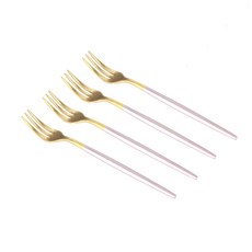 스텐 과일 티 포크, 핑크골드, 4개