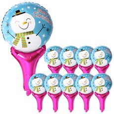 크리스마스 손잡이 은박풍선, 눈사람, 10개