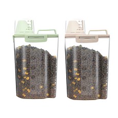 Mondspot 寵物彩色量杯飼料儲存桶 YT_RB265 2入, 2.5L, 綠色, 粉紅色