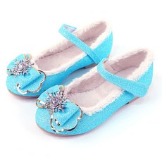 Lulushu 女童亮片雪花裝飾毛絨平底鞋