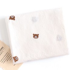 刺繡20支棉布2件組, 蜜糖熊, 米白色