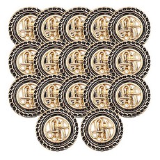 ButtonKing 奢華2Era大衣鈕扣 15mm, 金黑色, 17個