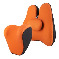 三S 7度 記憶棉車用 Future 頸枕 + 腰枕套組, 橘色