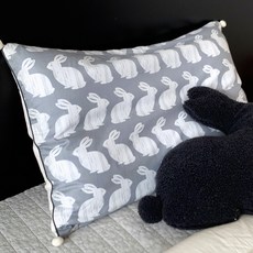 FRAMBOISE 兔子圖案60支純棉枕頭套, 灰色