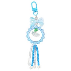비팬시 비즈 리본 키링 에어팟 자동차 키홀더, 블루, 1개