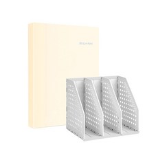 deLi 3折折疊迷你書架 + Linfini 透明文件夾 40p 套組 79003-72413, 灰色（書架）、黃色（透明文件）, 1套