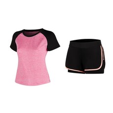 Naya Style 女款瑜珈短袖上衣 + 短褲套裝 1614