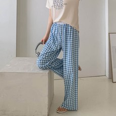 Borimam 中版格紋孕婦裝鬆緊帶長褲 J906