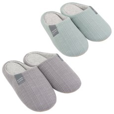 HANEE 圓形室內拖鞋 2雙, 灰色+薄荷綠, 1組