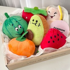Kimmungnyang 寵物啾啾安撫玩具 水果娃娃 6件組, 1套, 混合色